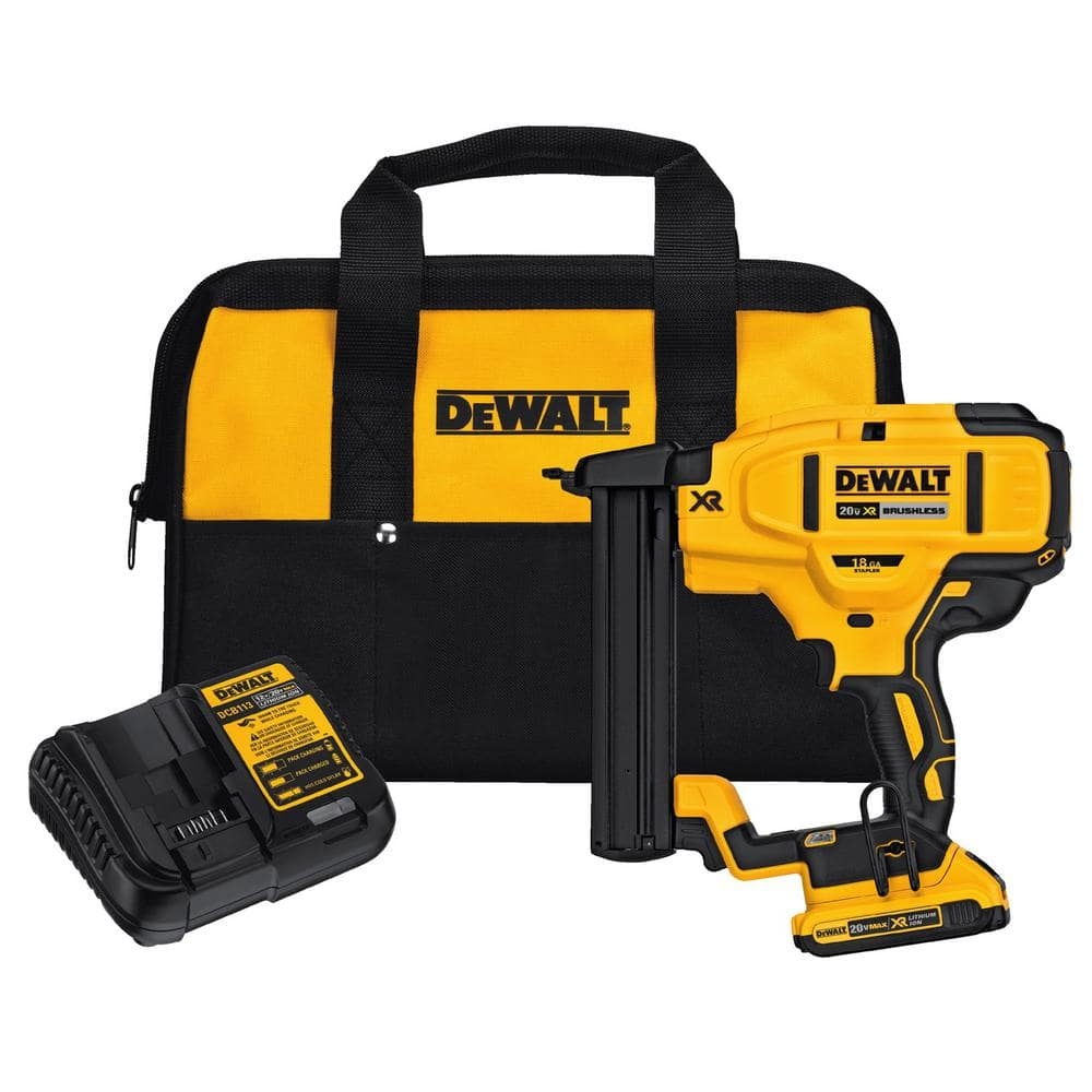 Reviews For DEWALT 20V MAX XR Lithium Ion Cordless 18 Gauge Narrow Crown Stapler Kit With 2 0Ah Battery Charger And Contractor Bag Pg 4 The Home Depot