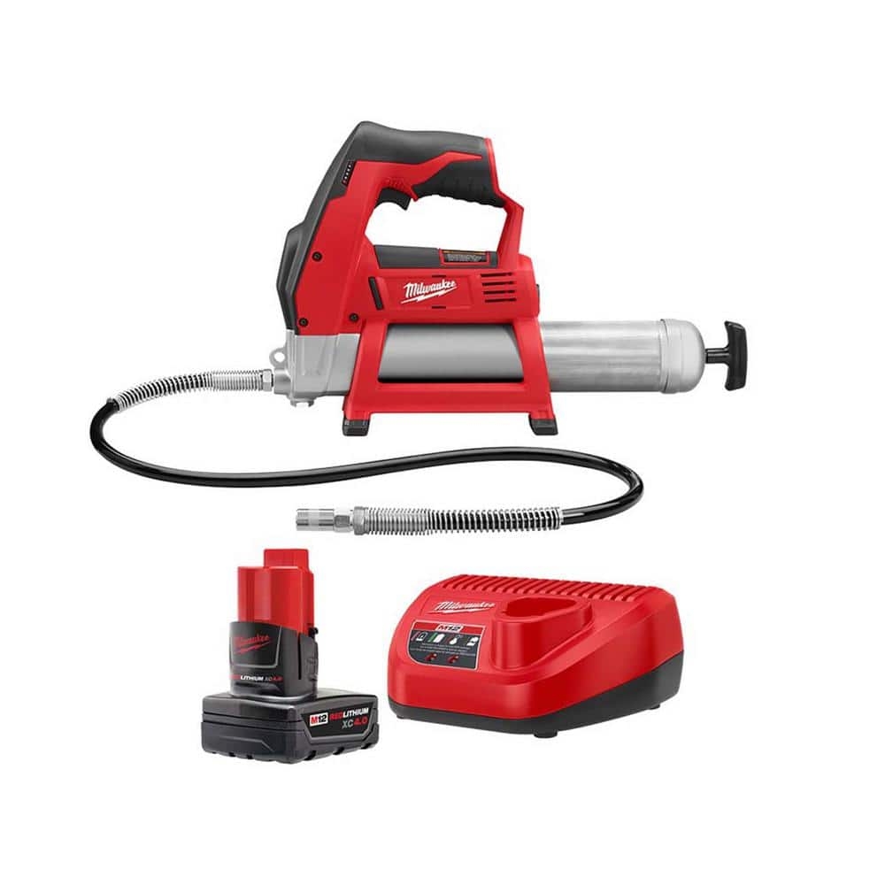 Reviews For Milwaukee M12 12 Volt Lithium Ion Cordless Grease Gun W 4 0 Ah Starter Kit Pg 1 The Home Depot
