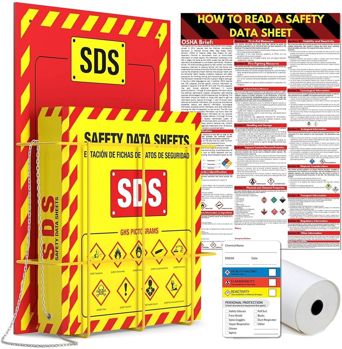 SDS Wall Station Material Safety Data Sheet Binder With Display Sign 