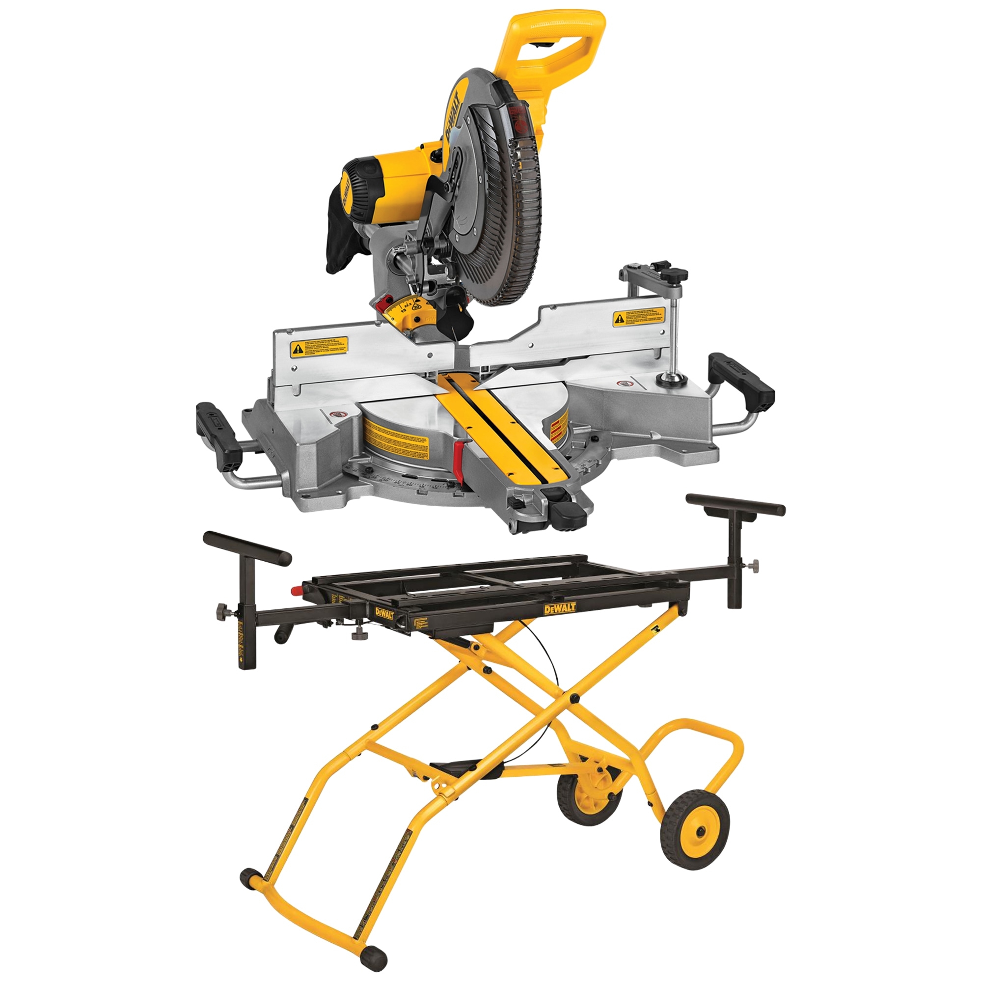 Shop DEWALT 12 in 15 Amps Dual Bevel Sliding Compound Corded Miter Saw Steel Adjustable Rolling Miter Saw Stand At Lowes