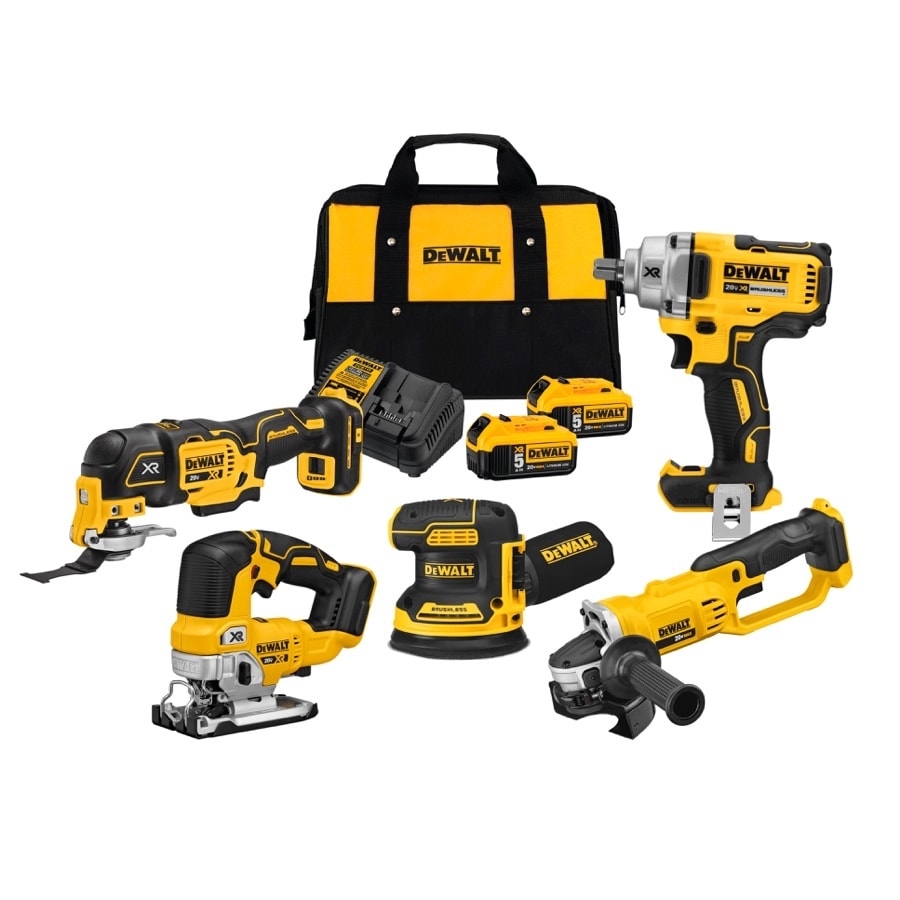Shop DEWALT 20 Volt Max Bare Tools Collection 5 Tools 2 Pack 20V 5AH Batteries And Charger At Lowes