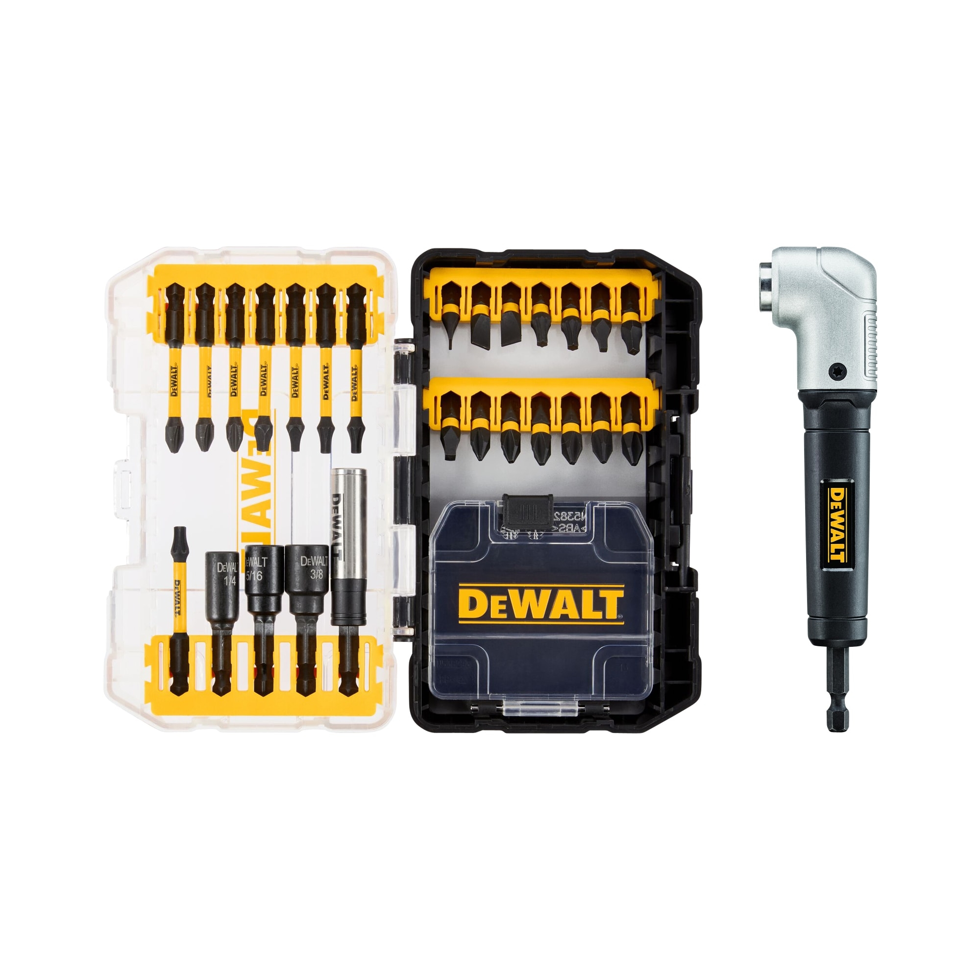 Shop DEWALT Impact Ready Right Angle Drill Attachment U0026 FlexTorq 26 Piece 1 4 in X Set Impact Driver Bit Set At Lowes