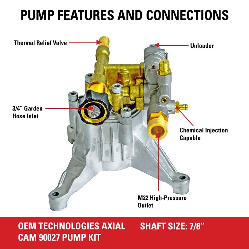 SIMPSON OEM Technologies Vertical Axial Cam Pump Kit 90027 For 3300 PSI At 2 4 GPM Pressure Washers 90027 The Home Depot