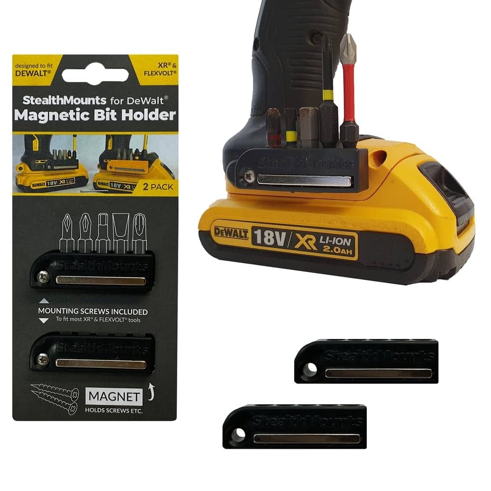 StealthMounts Magnetic Bit Holder For DeWalt 2 Pack Black Made In UK Amazon