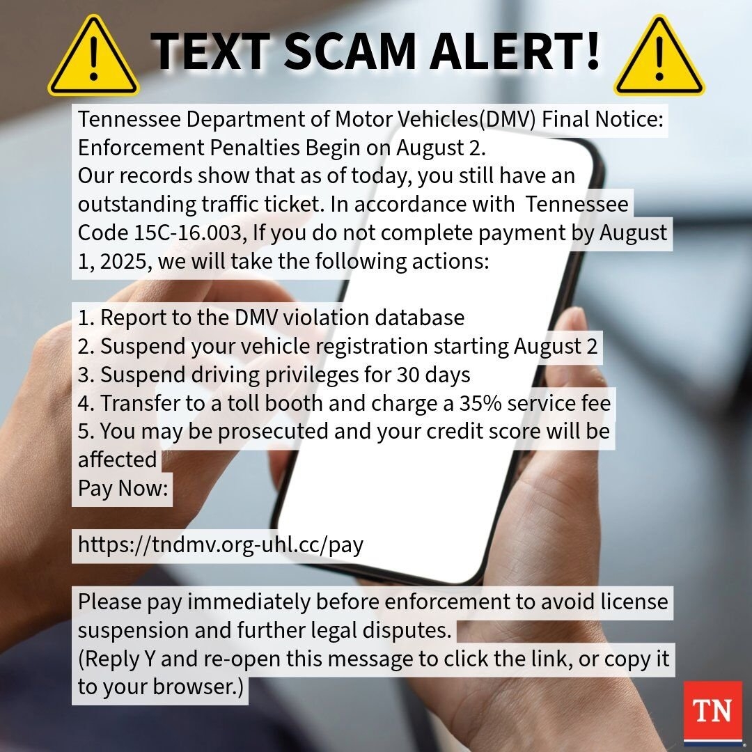 Tennessee Department Of Revenue Warns Of New Text Scam News Fox13memphis