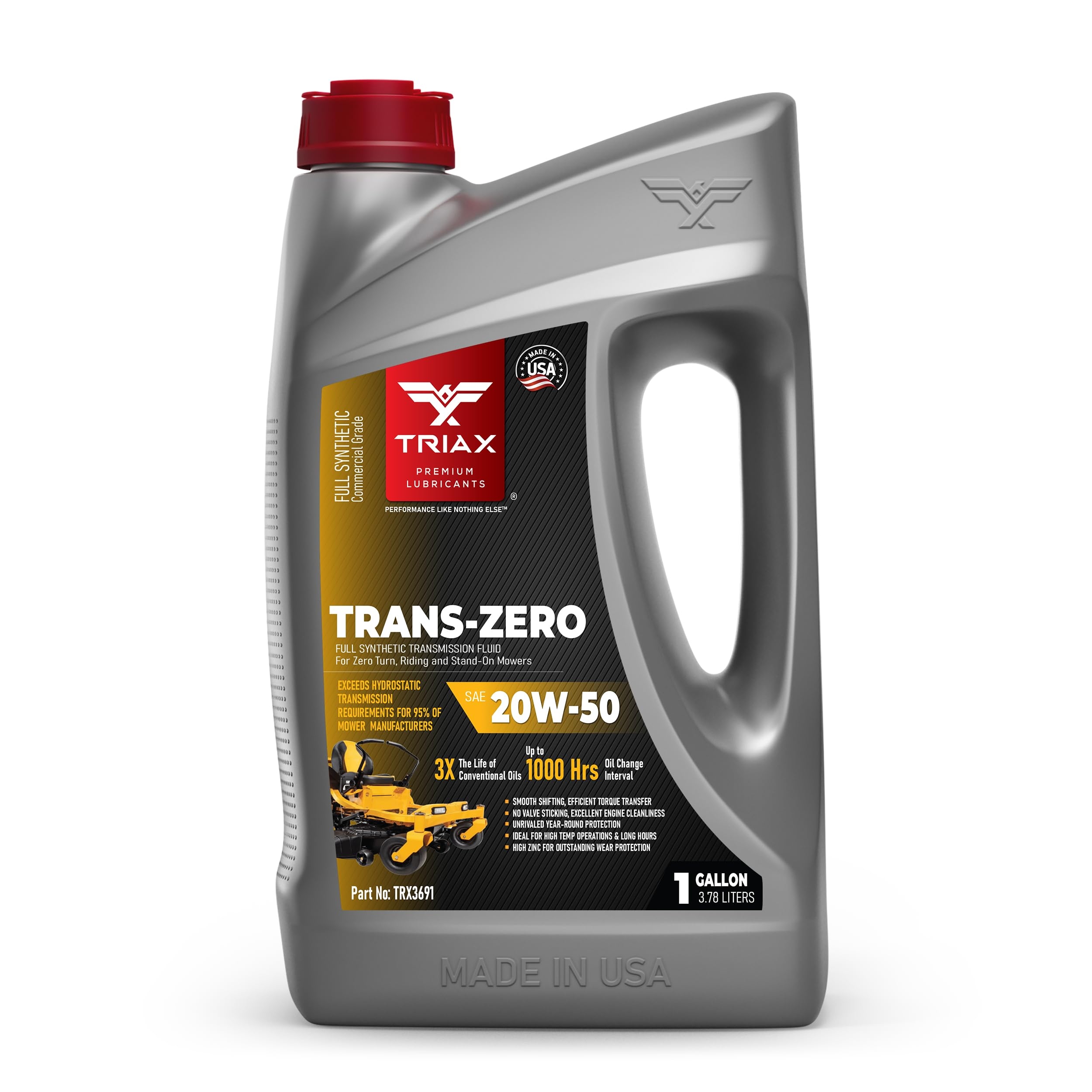 TRIAX Trans Zero 20W 50 Vollsynthetisches Hydrostatisches Getriebe l F r Zero Turn M her Rasenm her Aufsitzm her Cub Cadet Getriebe Hydraulik Und Achsen l 1 Gallon Amazon de Auto Motorrad