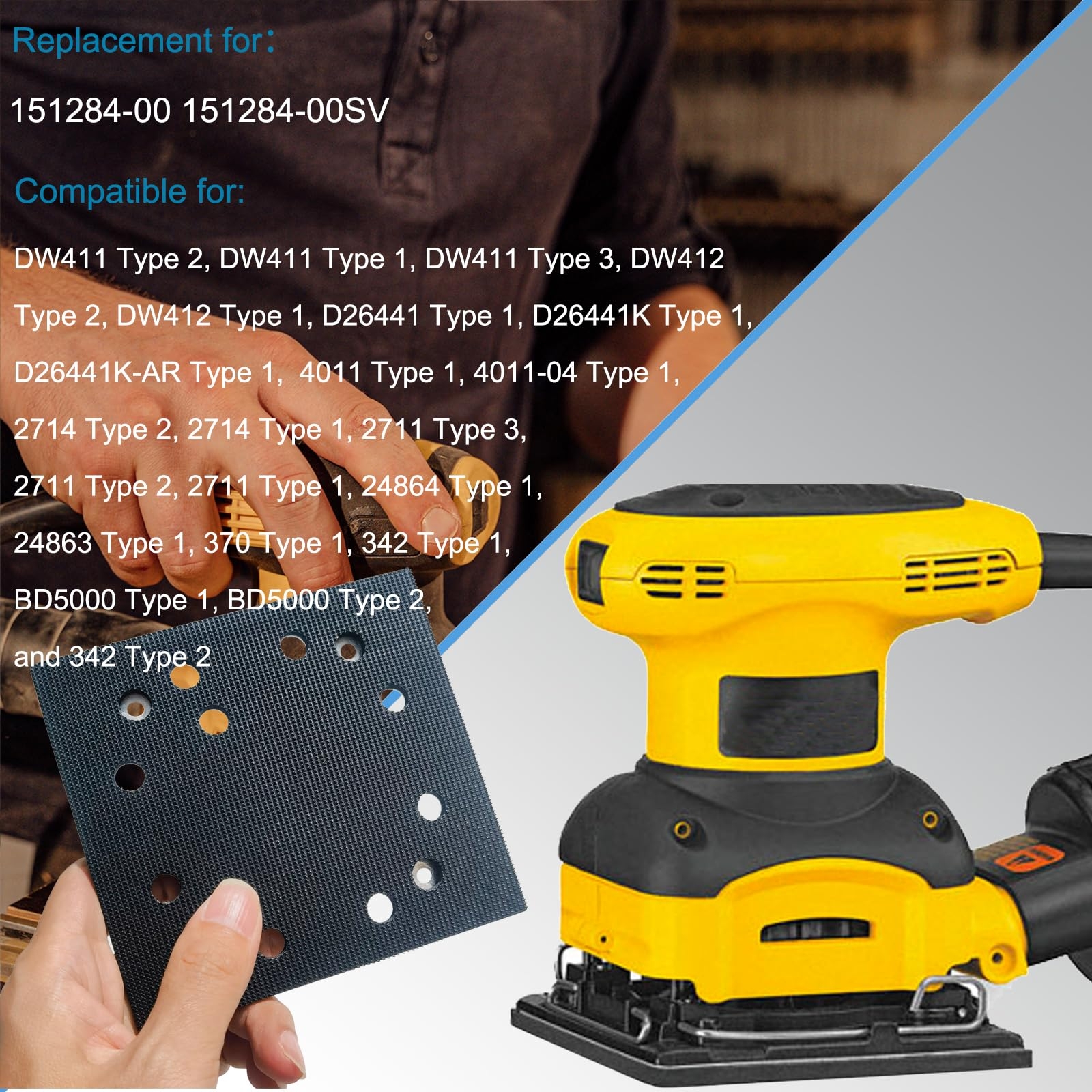 Upgrade Hook And Loop Replacement Sander Pad For DeWalt DW411 