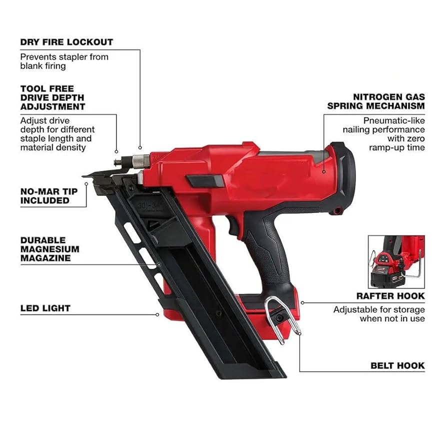 WALKFB 2745 20 For Milwaukee M18 FUEL 18V 30 Degree Lithium Ion Framing Nailer Bare Tool Amazon