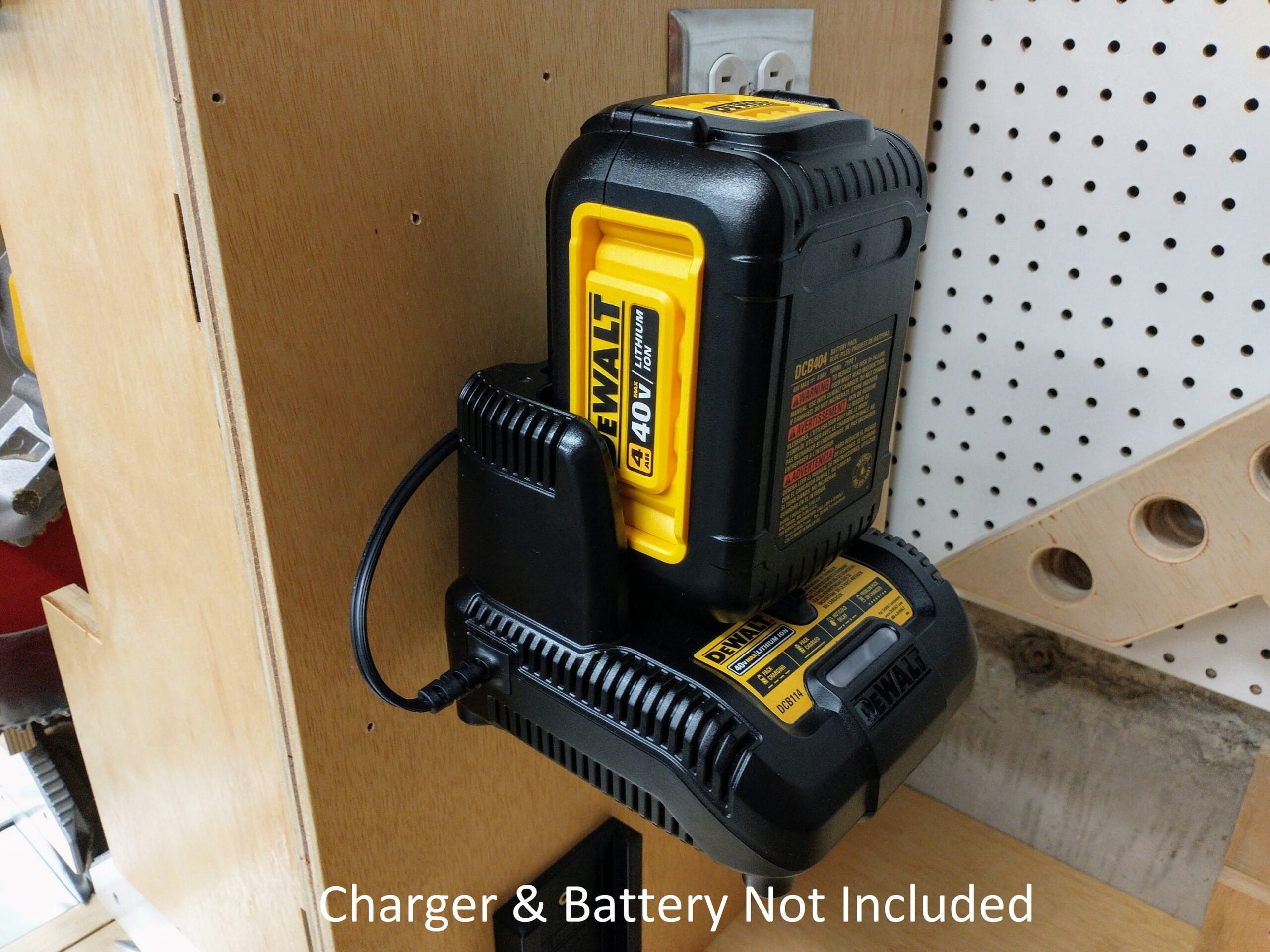 Wall Mount For Dewalt DCB114 40V Charger With Optional 40V Battery Mounts Charger U0026 Battery NOT INCLUDED Etsy