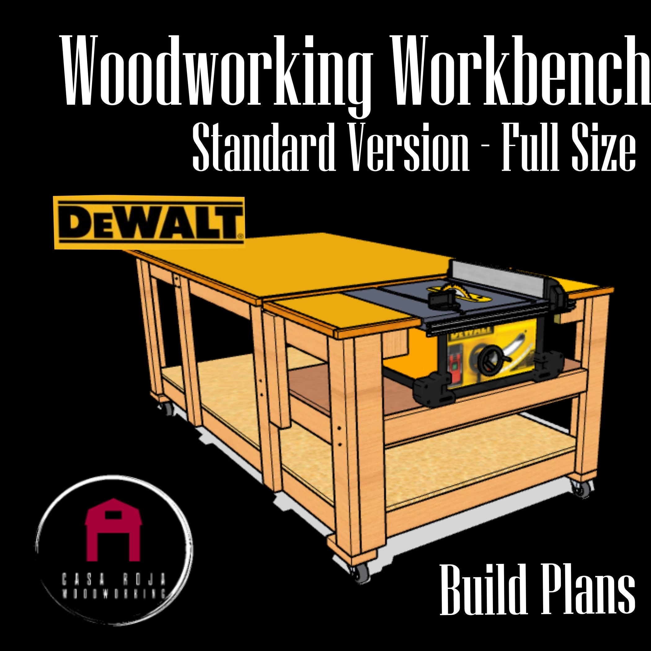 Woodworking Workbench Plans Built In Table Saw Dewalt DWE7491RS Included Guide To Adapt To Any Table Saw Etsy