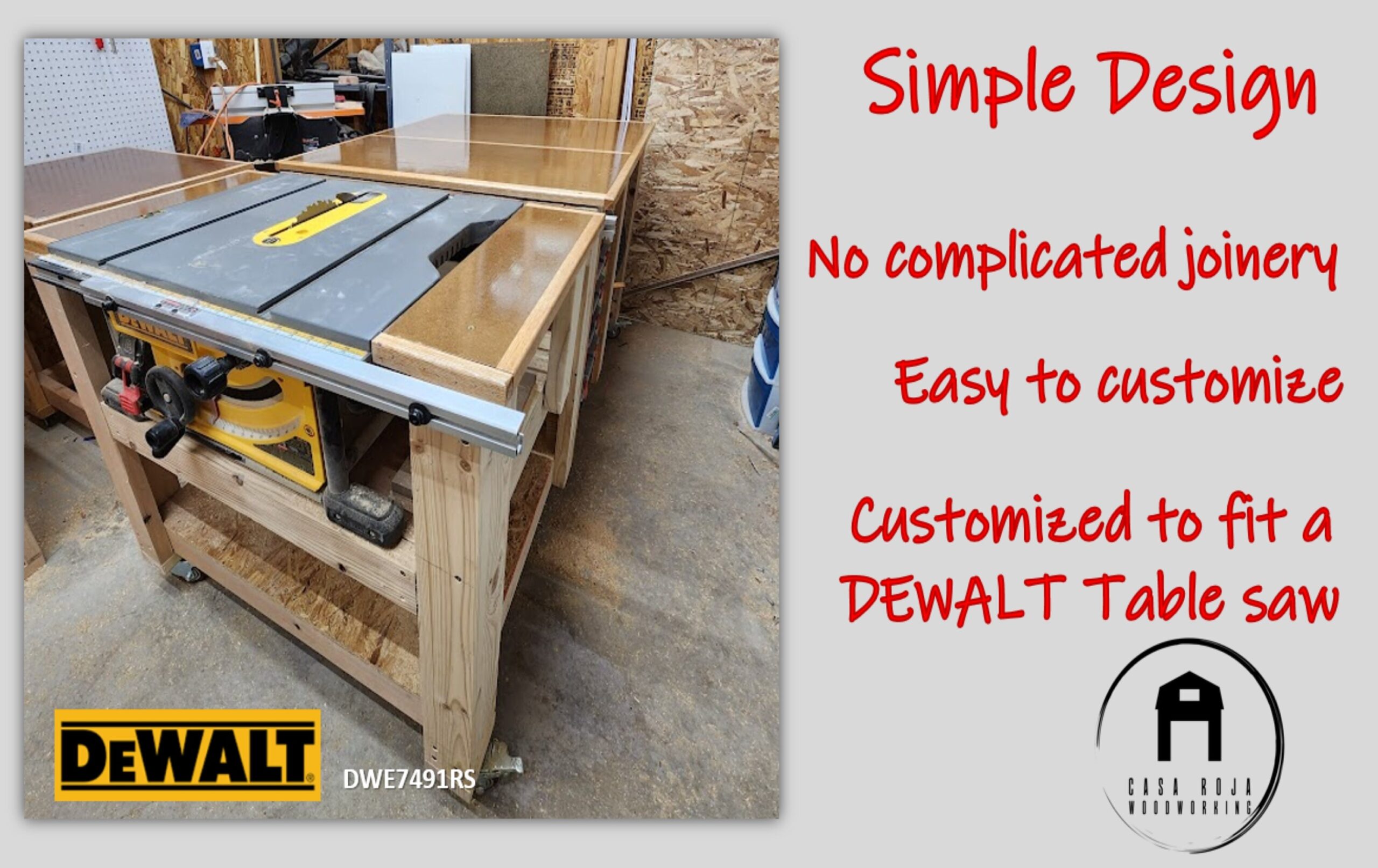 Workbench Built In Table Saw Dewalt DWE7491RS full Size 4x8 Ft Lumber Storage Cart Build Plans Etsy