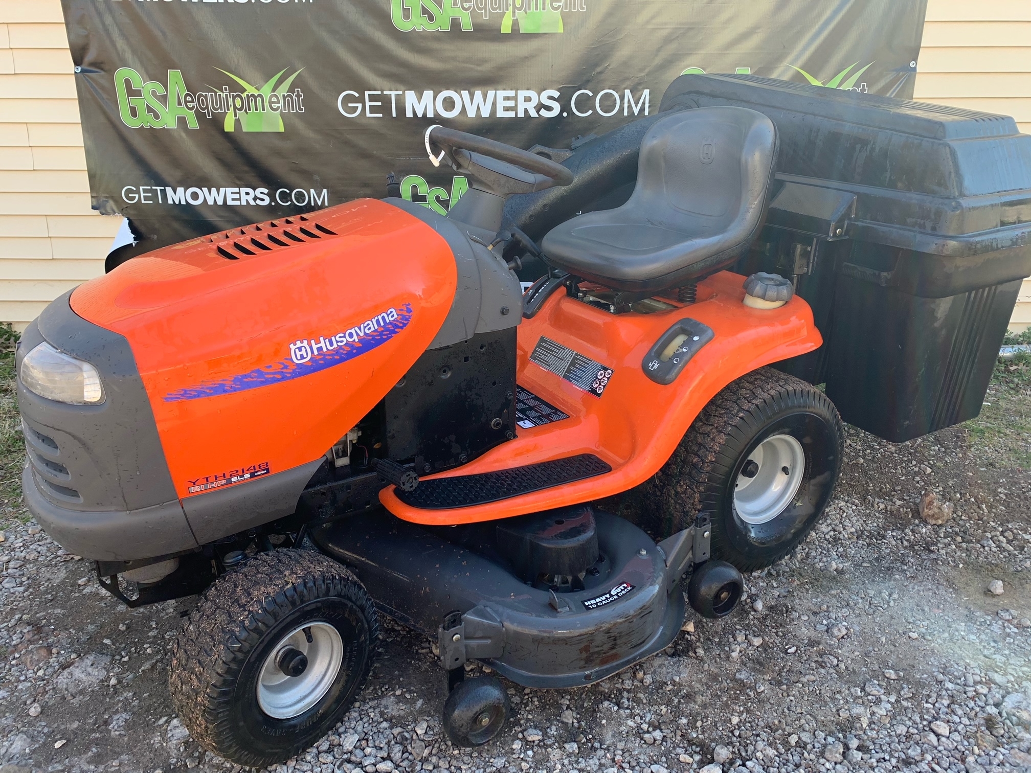 48IN HUSQVARNA YTH2148 RIDING LAWN TRACTOR W 21HP ENGINE REAR BAGGER Lawn Mowers For Sale Mower Repair Services GSA Equipment