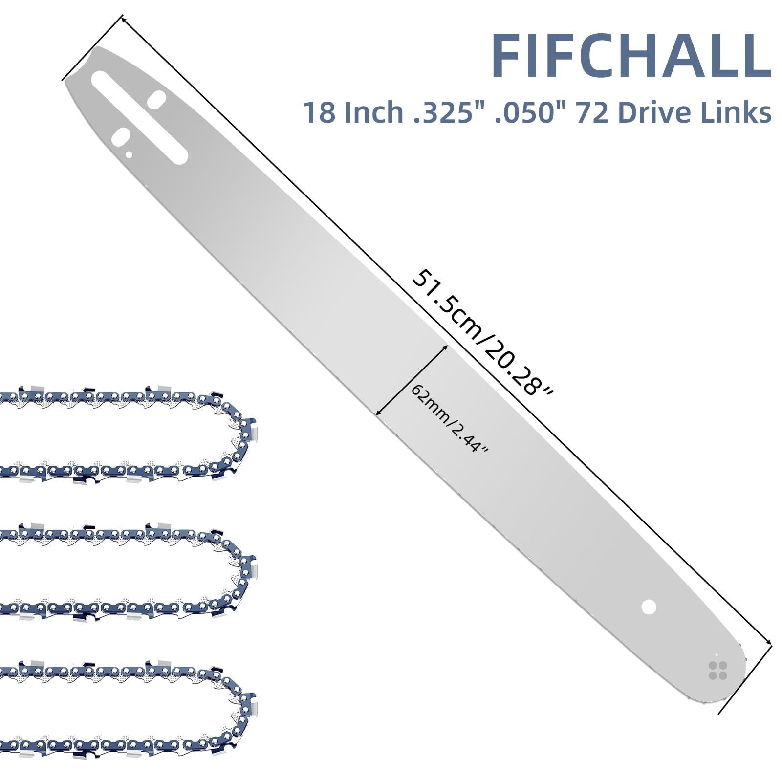Amazon 18 Inch Chainsaw Bar And M72 Chain Combo Fit Husqvarna 325 Pitch 050 Gauge 72 Drive Links Replacement Chains Fit Husqvarna 435 440 545 345 350 51 55 RANCHER 550XP 3 Chains 1 Bar Patio Lawn Garden