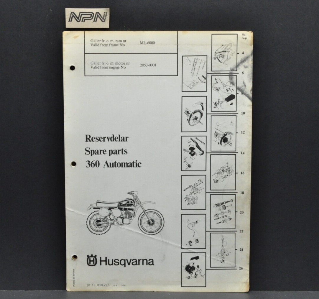 Vintage 1976 Husqvarna CR360 Automatic Motorcycle Parts Book Manual ML 6000 EBay